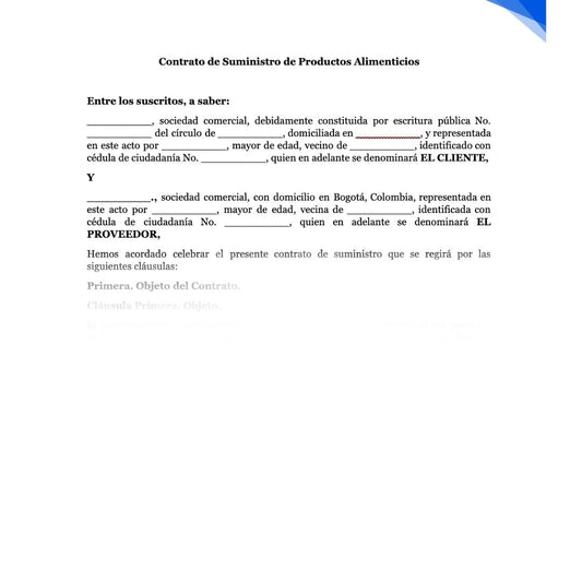Contrato de Suministro de Alimentos