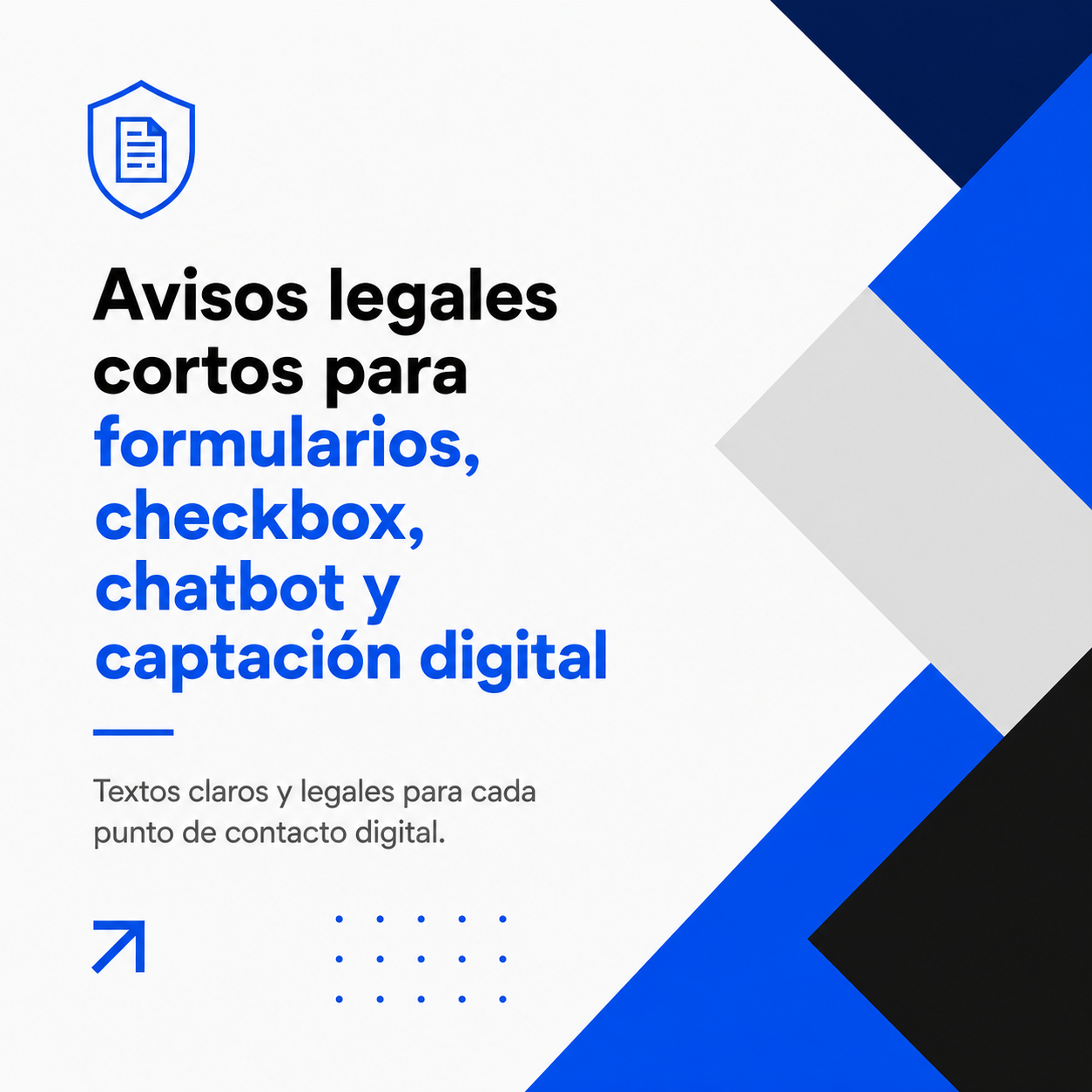 Avisos legales cortos para formularios, checkbox, chatbot y captación digital - plantilla legal gratuita